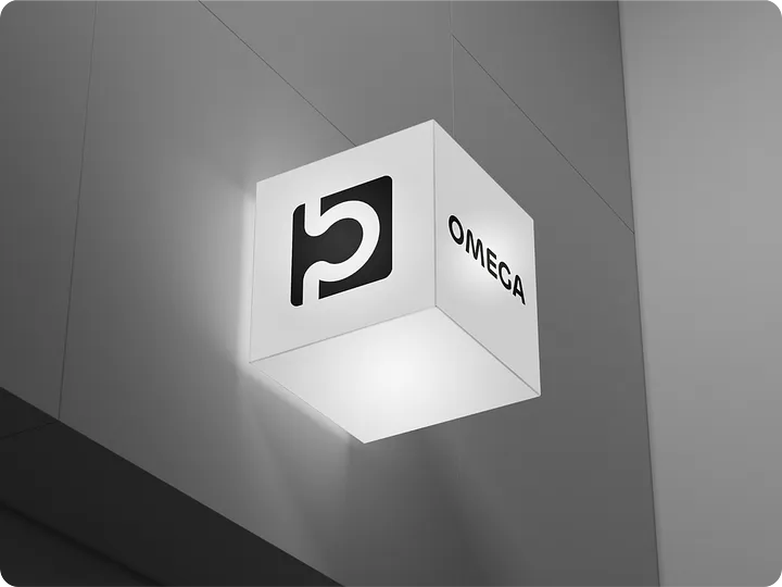 Omega — Логотип и фирменный стиль компании, предоставляющей финансовые услуги