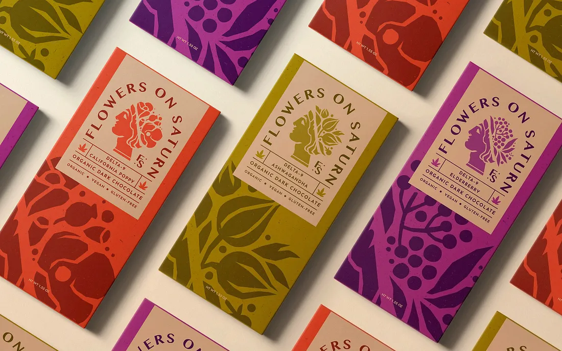 Flower on Saturn chocolate packaging design