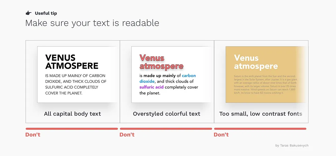 Make sure your text is readable