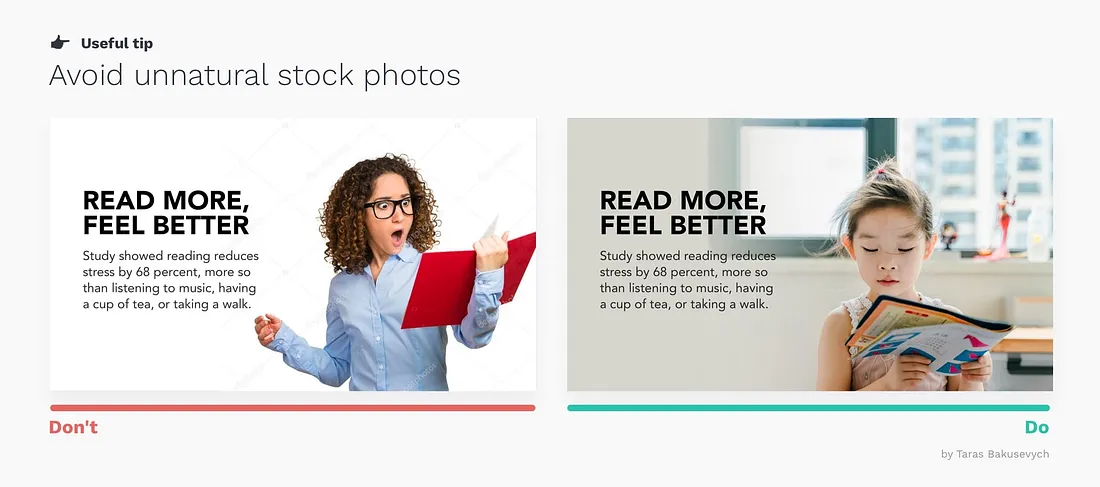 Avoid unnatural stock photos