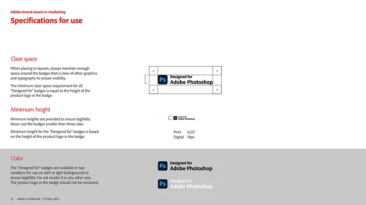 Clear space of Adobe Photoshop logo described in its brand book