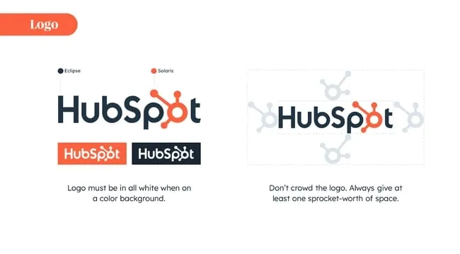 Hubspot provides requirements about how to use the logo in its brand book