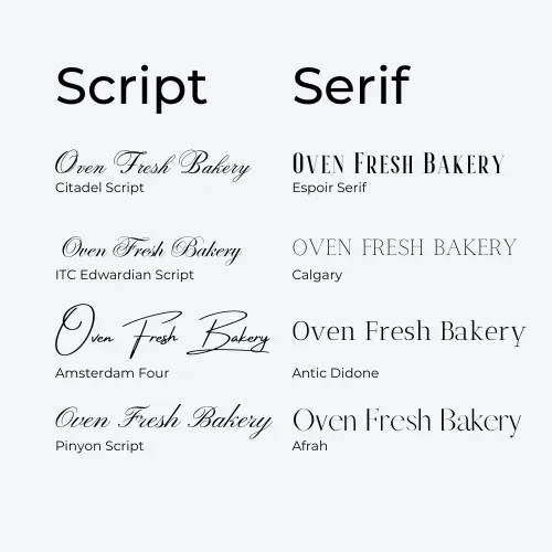 Script and Serif fonts convey a sense of elegance and sophistication