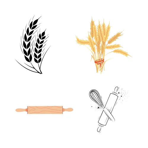 Using a wheat sheaf and/or a rolling pin on the logo will convey the craftsmanship and quality of the products.