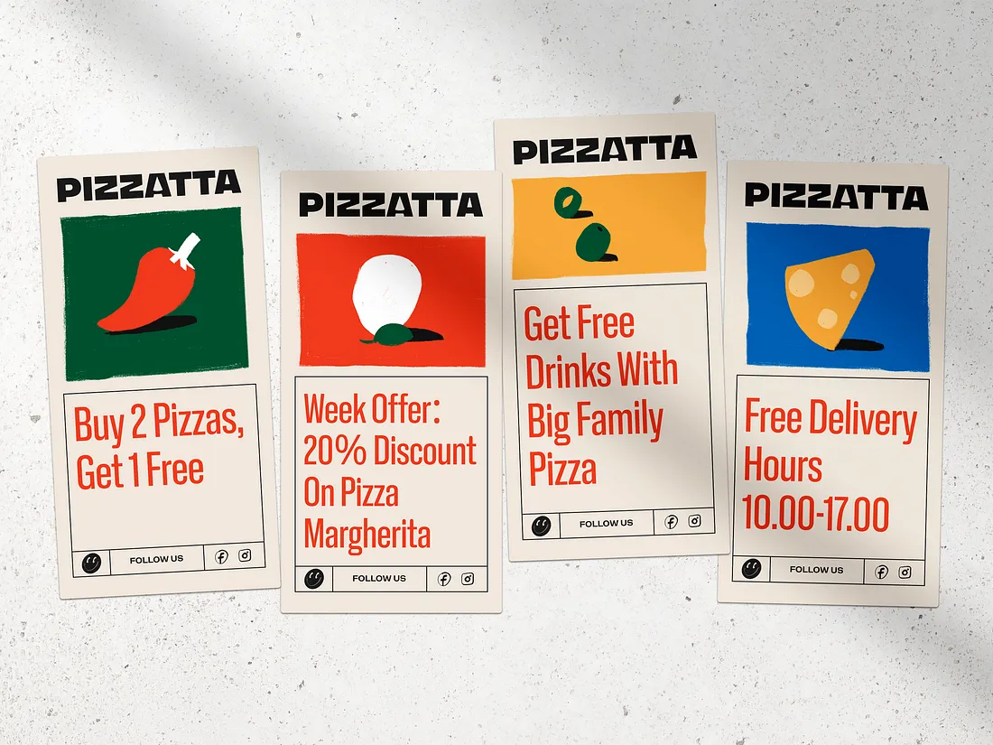 Pizza illustration and packaging design