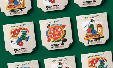 Case Study: Pizzatta. Artistic Packaging Design for Pizza Restaurant