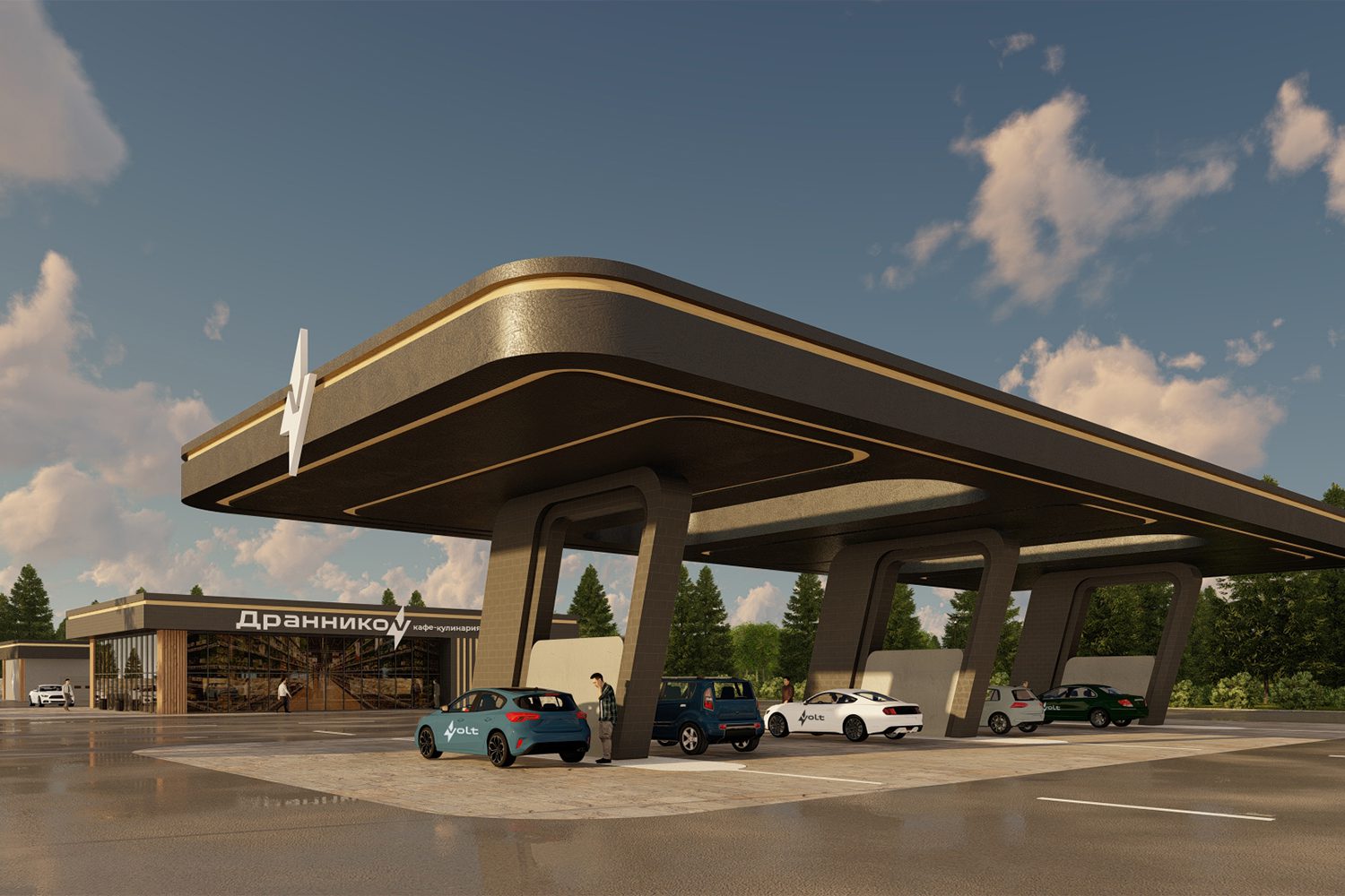3d визуализация станции зарядки автомобилей