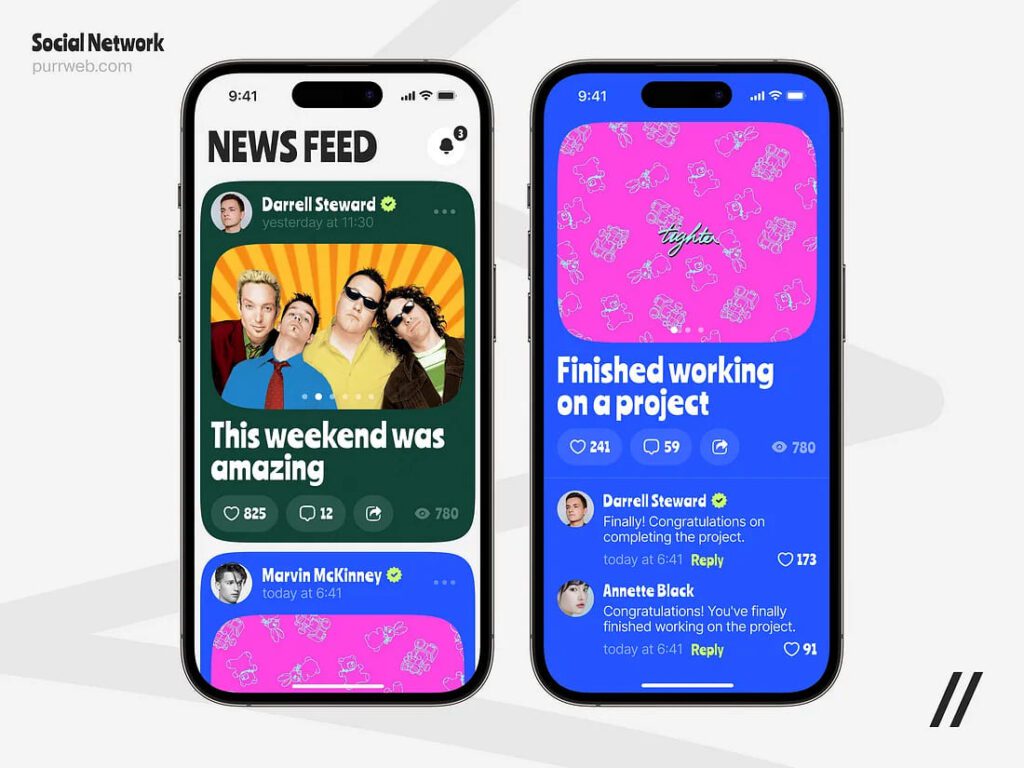 Social Network Mobile iOS App Design Concept